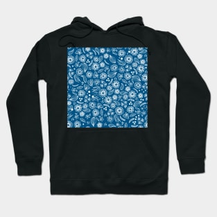 Floral Sketch Blue Hoodie